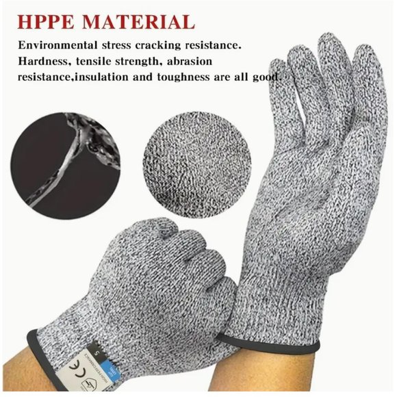 Pair of Cut resistant Gloves Food Grade Level 5 Protection Safety Kitchen - Picture 8 of 10